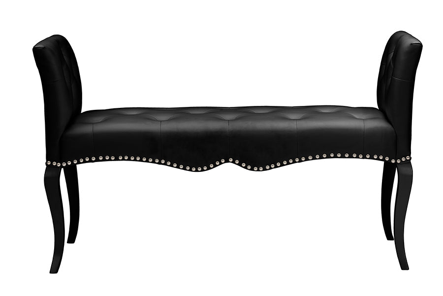 Baxton Studio Kristy Modern and Contemporary Black Faux Leather Classic Seating Bench