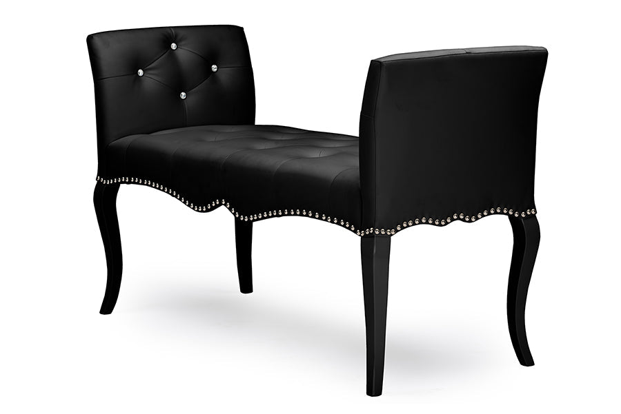 Baxton Studio Kristy Modern and Contemporary Black Faux Leather Classic Seating Bench