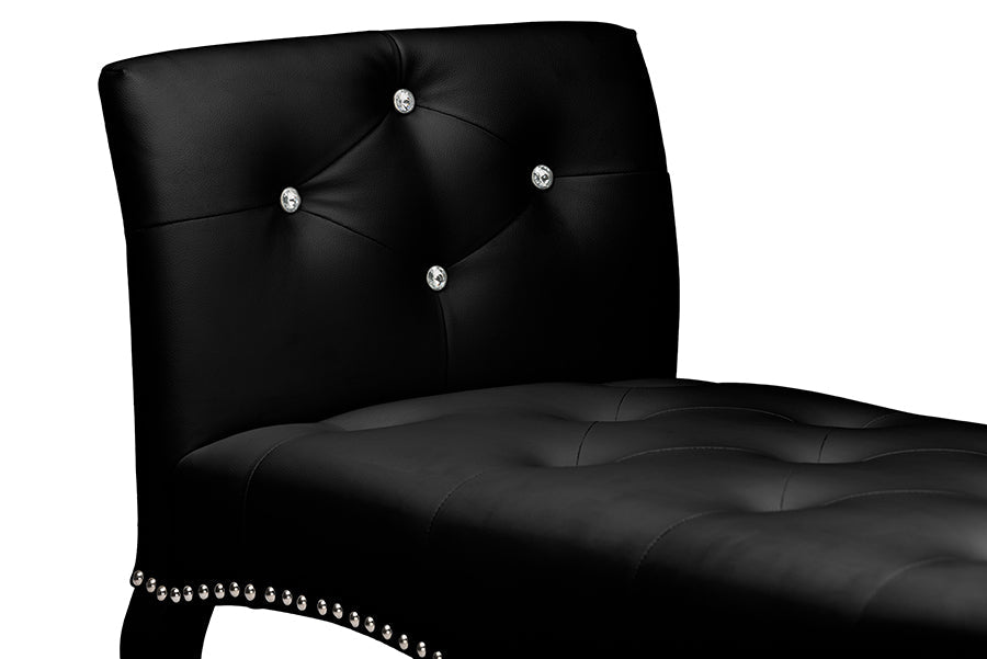 Baxton Studio Kristy Modern and Contemporary Black Faux Leather Classic Seating Bench