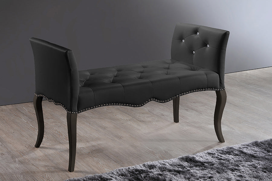 Baxton Studio Kristy Modern and Contemporary Black Faux Leather Classic Seating Bench