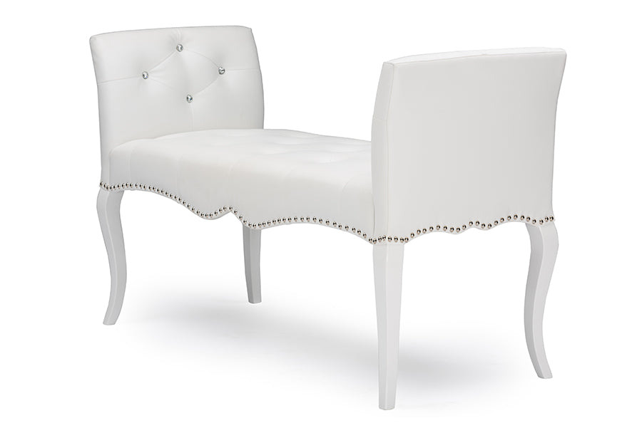 Baxton Studio Kristy Modern and Contemporary White Faux Leather Classic Seating Bench