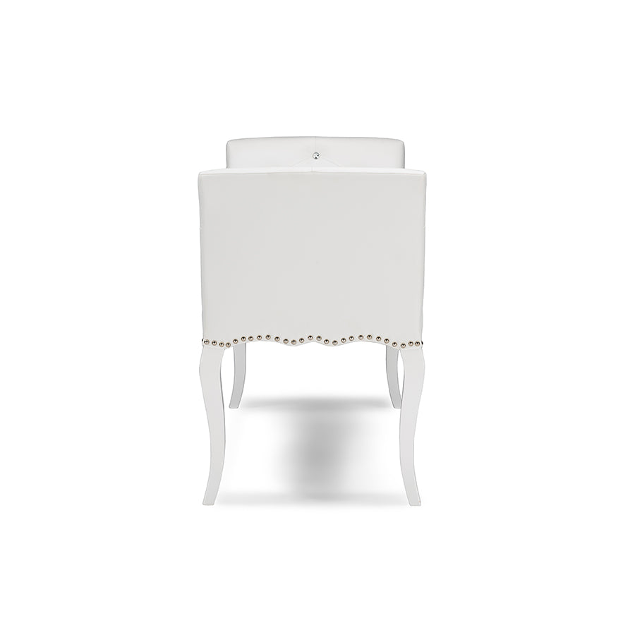 Baxton Studio Kristy Modern and Contemporary White Faux Leather Classic Seating Bench