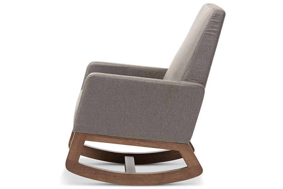 Baxton Studio Yashiya Mid-century Retro Modern Grey Fabric Upholstered Rocking Chair and Ottoman Set