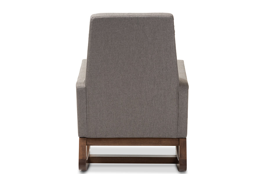 Baxton Studio Yashiya Mid-century Retro Modern Grey Fabric Upholstered Rocking Chair and Ottoman Set