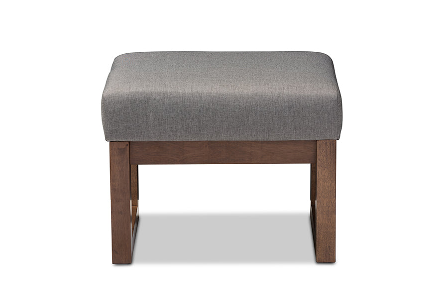 Baxton Studio Yashiya Mid-century Retro Modern Grey Fabric Upholstered Ottoman Stool