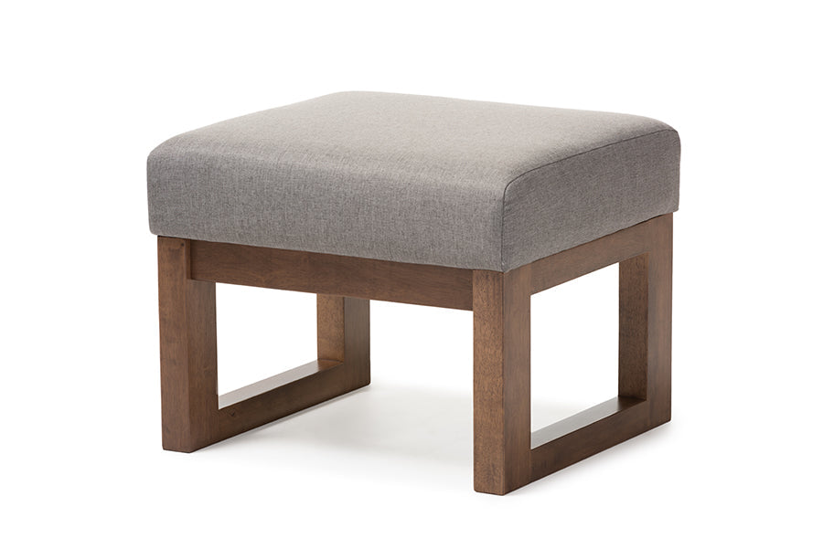 Baxton Studio Yashiya Mid-century Retro Modern Grey Fabric Upholstered Ottoman Stool