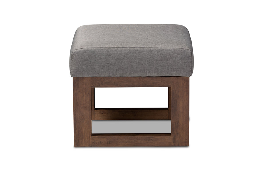 Baxton Studio Yashiya Mid-century Retro Modern Grey Fabric Upholstered Ottoman Stool