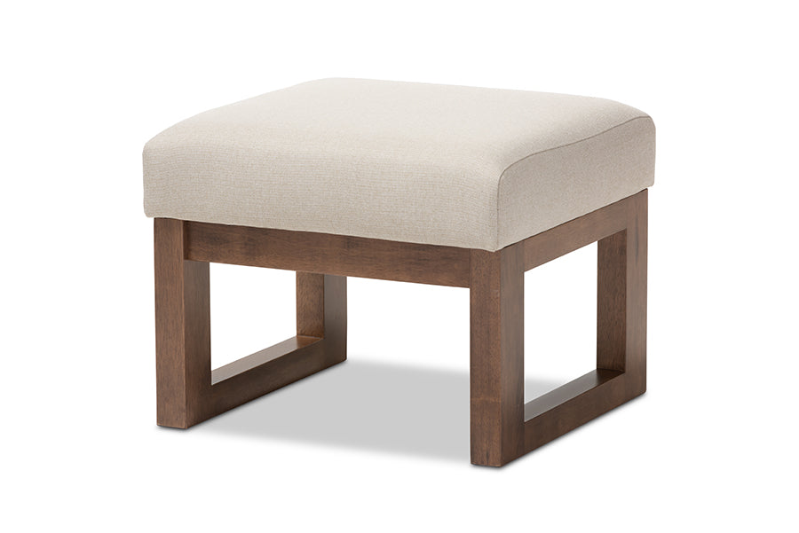 Baxton Studio Yashiya Mid-century Retro Modern Light Beige Fabric Upholstered Ottoman Stool