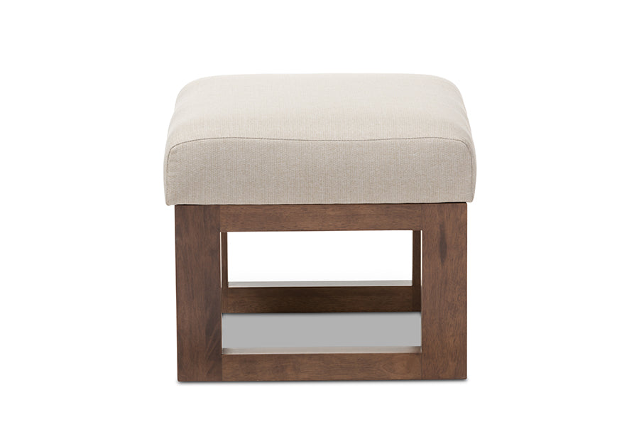 Baxton Studio Yashiya Mid-century Retro Modern Light Beige Fabric Upholstered Ottoman Stool