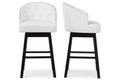 Baxton Studio Avril Modern and Contemporary White Faux Leather Tufted Swivel Barstool with Nail heads Trim (Set of 2)