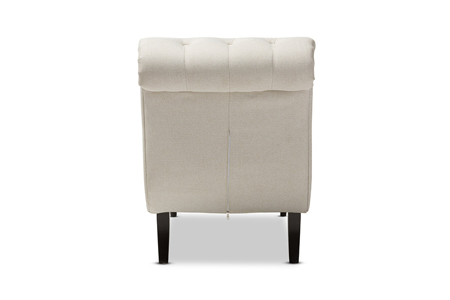 Baxton Studio Layla Mid-century Modern Light Beige Fabric Upholstered Button-tufted Chaise Lounge