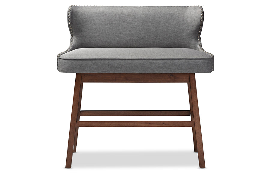 Baxton Studio Gradisca Modern and Contemporary Grey Fabric Button-tufted Upholstered Bar Bench Banquette