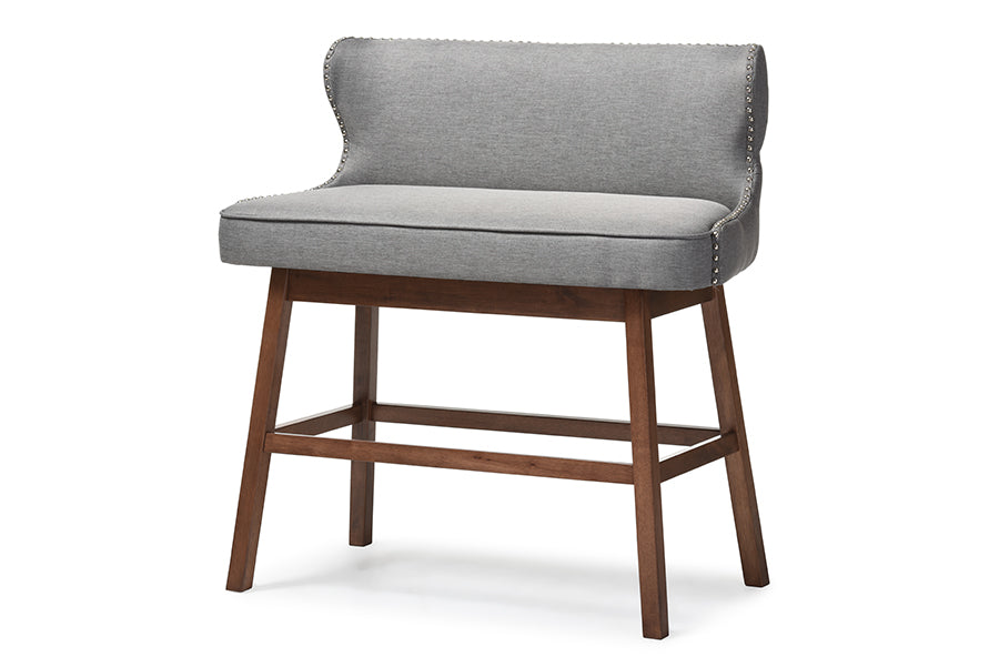 Baxton Studio Gradisca Modern and Contemporary Grey Fabric Button-tufted Upholstered Bar Bench Banquette