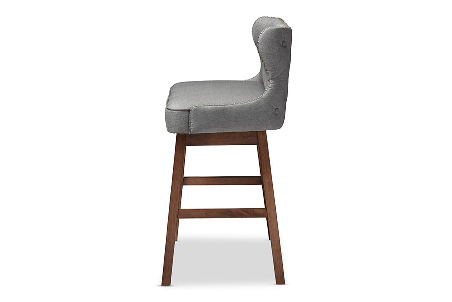 Baxton Studio Gradisca Modern and Contemporary Grey Fabric Button-tufted Upholstered Bar Bench Banquette