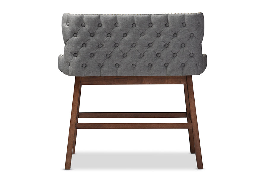 Baxton Studio Gradisca Modern and Contemporary Grey Fabric Button-tufted Upholstered Bar Bench Banquette