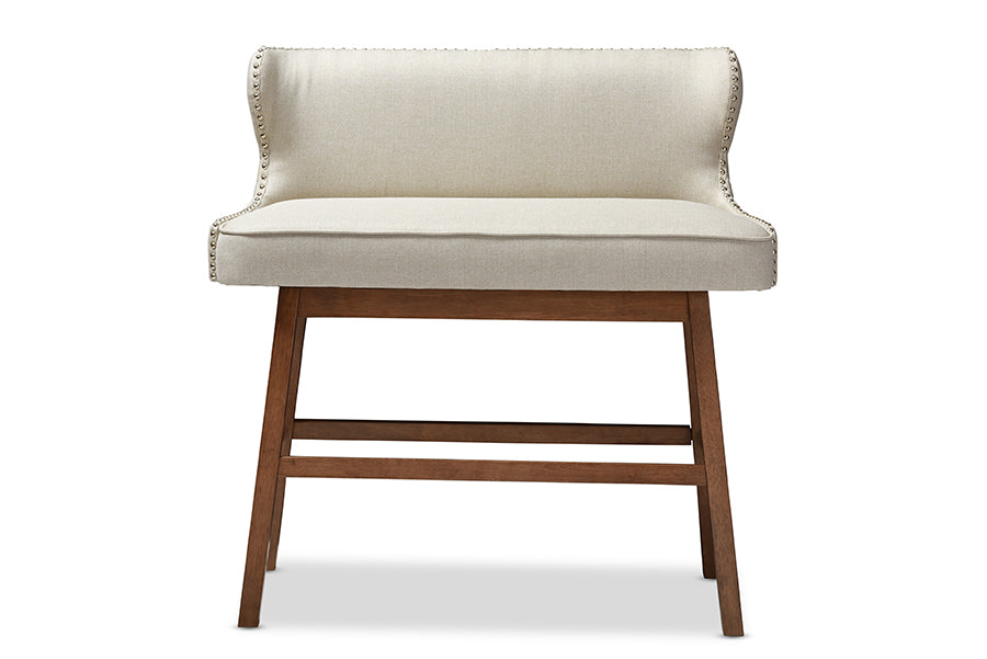 Baxton Studio Gradisca Modern and Contemporary Light Beige Fabric Button-tufted Upholstered Bar Bench Banquette