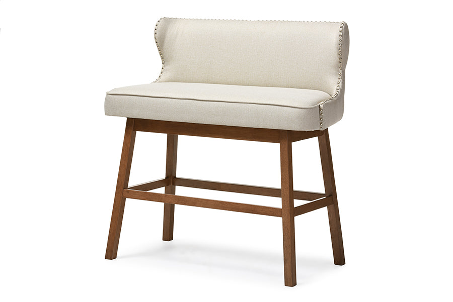 Baxton Studio Gradisca Modern and Contemporary Light Beige Fabric Button-tufted Upholstered Bar Bench Banquette
