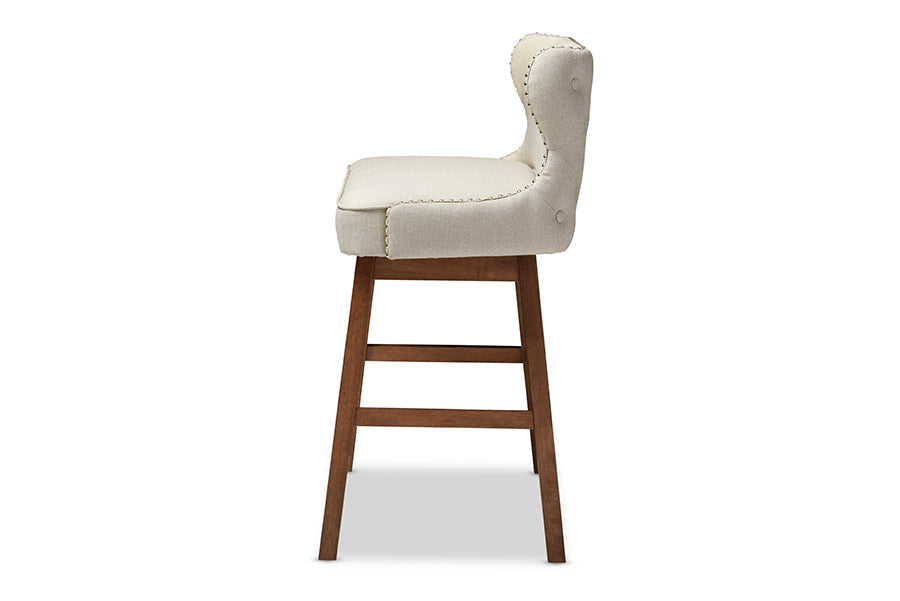 Baxton Studio Gradisca Modern and Contemporary Light Beige Fabric Button-tufted Upholstered Bar Bench Banquette