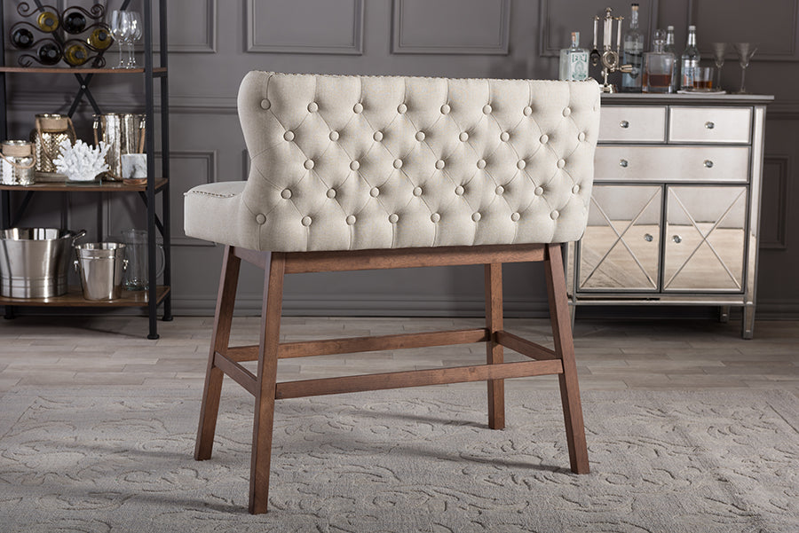 Baxton Studio Gradisca Modern and Contemporary Light Beige Fabric Button-tufted Upholstered Bar Bench Banquette