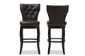 Baxton Studio Leonice Modern and Contemporary Dark Brown Faux Leather Upholstered Button-tufted 29-Inch Swivel Bar Stool (Set of 2)