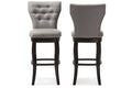 Baxton Studio Leonice Modern and Contemporary Grey Fabric Upholstered Button-tufted 29-Inch Swivel Bar Stool (Set of 2)