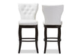 Baxton Studio Leonice Modern and Contemporary White Faux Leather Upholstered Button-tufted 29-Inch Swivel Bar Stool (Set of 2)