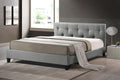 Baxton Studio Annette Gray Linen Modern Bed with Upholstered Headboard - Queen Size