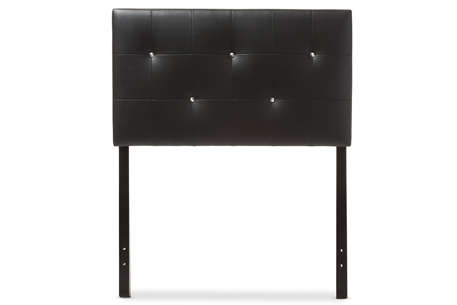 Baxton Studio Kirchem Modern and Contemporary Black Faux Leather Upholstered Twin Size Headboard