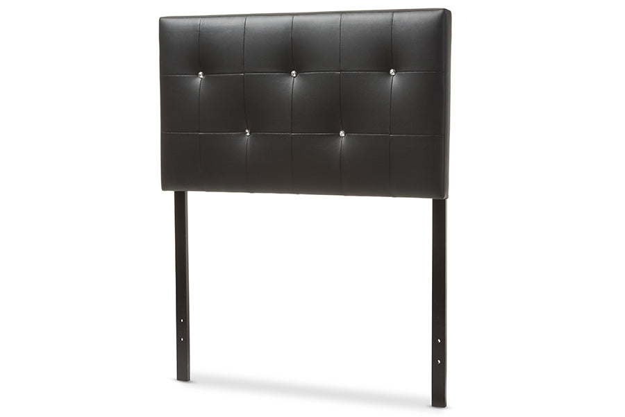 Baxton Studio Kirchem Modern and Contemporary Black Faux Leather Upholstered Twin Size Headboard