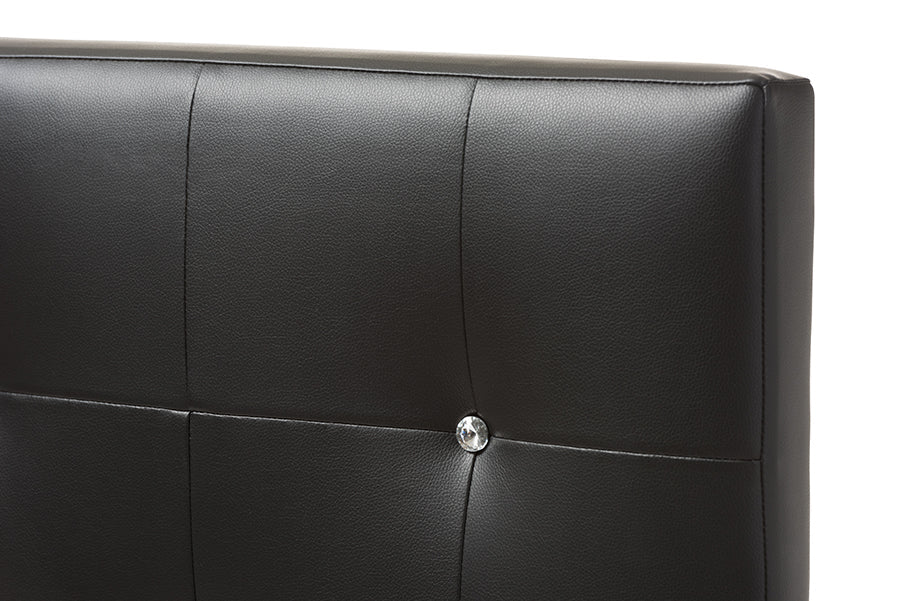 Baxton Studio Kirchem Modern and Contemporary Black Faux Leather Upholstered Twin Size Headboard