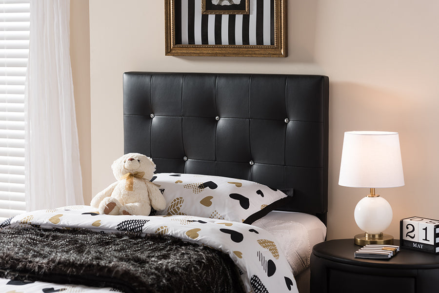 Baxton Studio Kirchem Modern and Contemporary Black Faux Leather Upholstered Twin Size Headboard