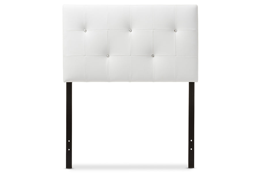Baxton Studio Kirchem Modern and Contemporary White Faux Leather Upholstered Twin Size Headboard