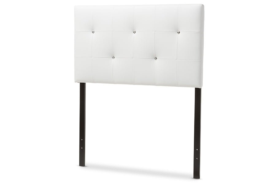 Baxton Studio Kirchem Modern and Contemporary White Faux Leather Upholstered Twin Size Headboard