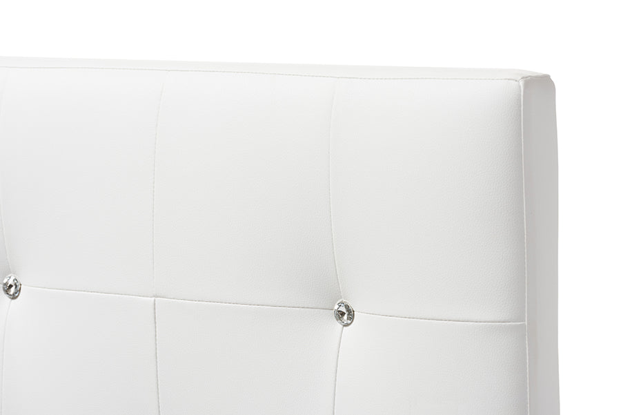 Baxton Studio Kirchem Modern and Contemporary White Faux Leather Upholstered Twin Size Headboard