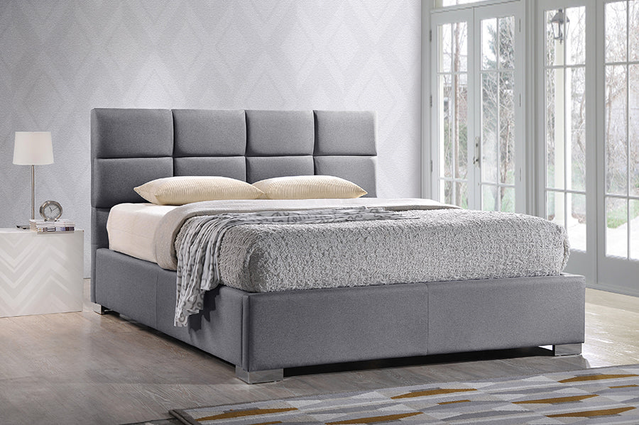 Baxton Studio Sophie Modern and Contemporary Grey Fabric Upholstered Queen Size Platform Bed