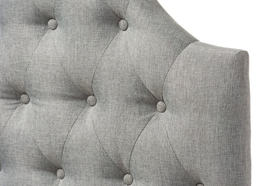 Baxton Studio Morris Modern and Contemporary Grey Fabric Upholstered Button-Tufted Scalloped Twin Size Headboard