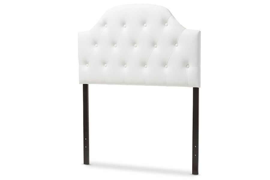 Baxton Studio Morris Modern and Contemporary White Faux Leather Upholstered Button-Tufted Scalloped Twin Size Headboard