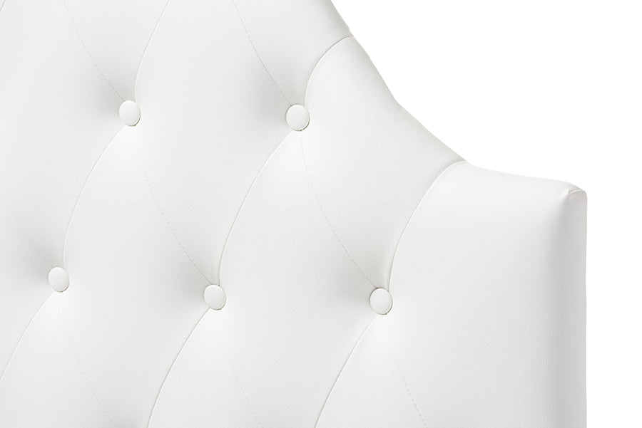 Baxton Studio Morris Modern and Contemporary White Faux Leather Upholstered Button-Tufted Scalloped Twin Size Headboard