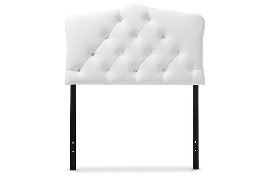 Baxton Studio Rita Modern and Contemporary White Faux Leather Upholstered Button-Tufted Scalloped Twin Size Headboard
