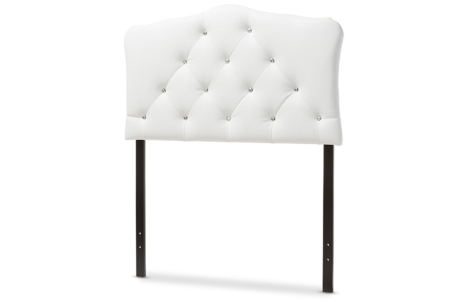 Baxton Studio Rita Modern and Contemporary White Faux Leather Upholstered Button-Tufted Scalloped Twin Size Headboard