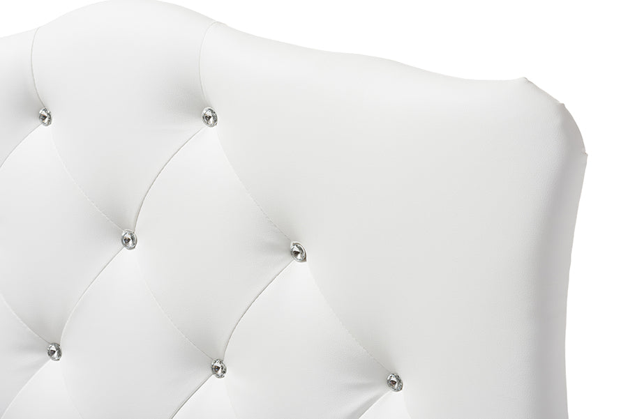 Baxton Studio Rita Modern and Contemporary White Faux Leather Upholstered Button-Tufted Scalloped Twin Size Headboard