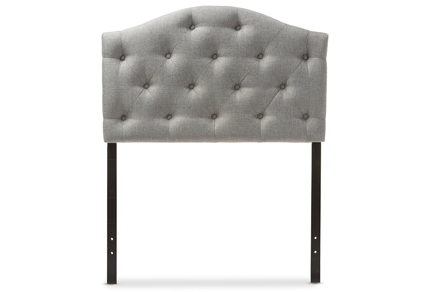 Baxton Studio Myra Modern and Contemporary Grey Fabric Upholstered Button-Tufted Scalloped Twin Size Headboard