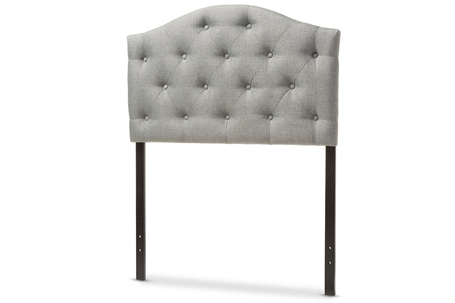 Baxton Studio Myra Modern and Contemporary Grey Fabric Upholstered Button-Tufted Scalloped Twin Size Headboard