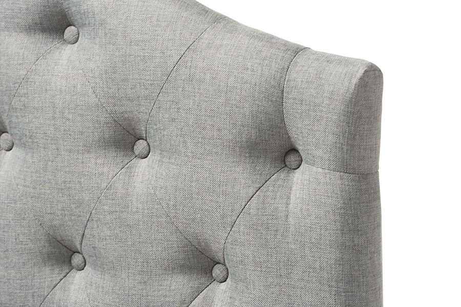 Baxton Studio Myra Modern and Contemporary Grey Fabric Upholstered Button-Tufted Scalloped Twin Size Headboard