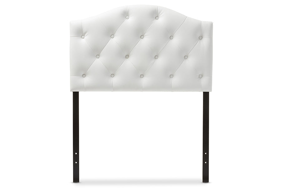 Baxton Studio Myra Modern and Contemporary White Faux Leather Upholstered Button-Tufted Scalloped Twin Size Headboard