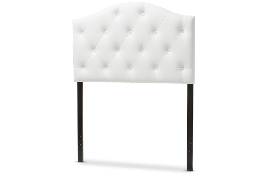 Baxton Studio Myra Modern and Contemporary White Faux Leather Upholstered Button-Tufted Scalloped Twin Size Headboard