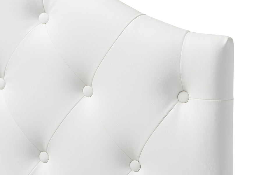 Baxton Studio Myra Modern and Contemporary White Faux Leather Upholstered Button-Tufted Scalloped Twin Size Headboard