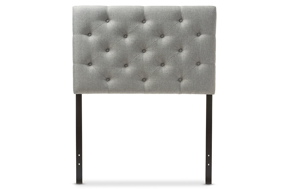 Baxton Studio Viviana Modern and Contemporary Grey Fabric Upholstered Button-Tufted Twin Size Headboard