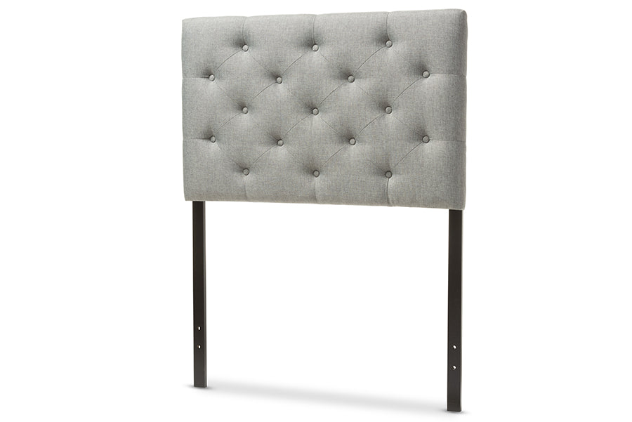 Baxton Studio Viviana Modern and Contemporary Grey Fabric Upholstered Button-Tufted Twin Size Headboard