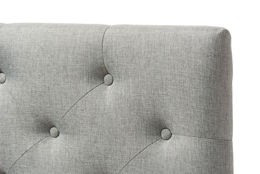 Baxton Studio Viviana Modern and Contemporary Grey Fabric Upholstered Button-Tufted Twin Size Headboard